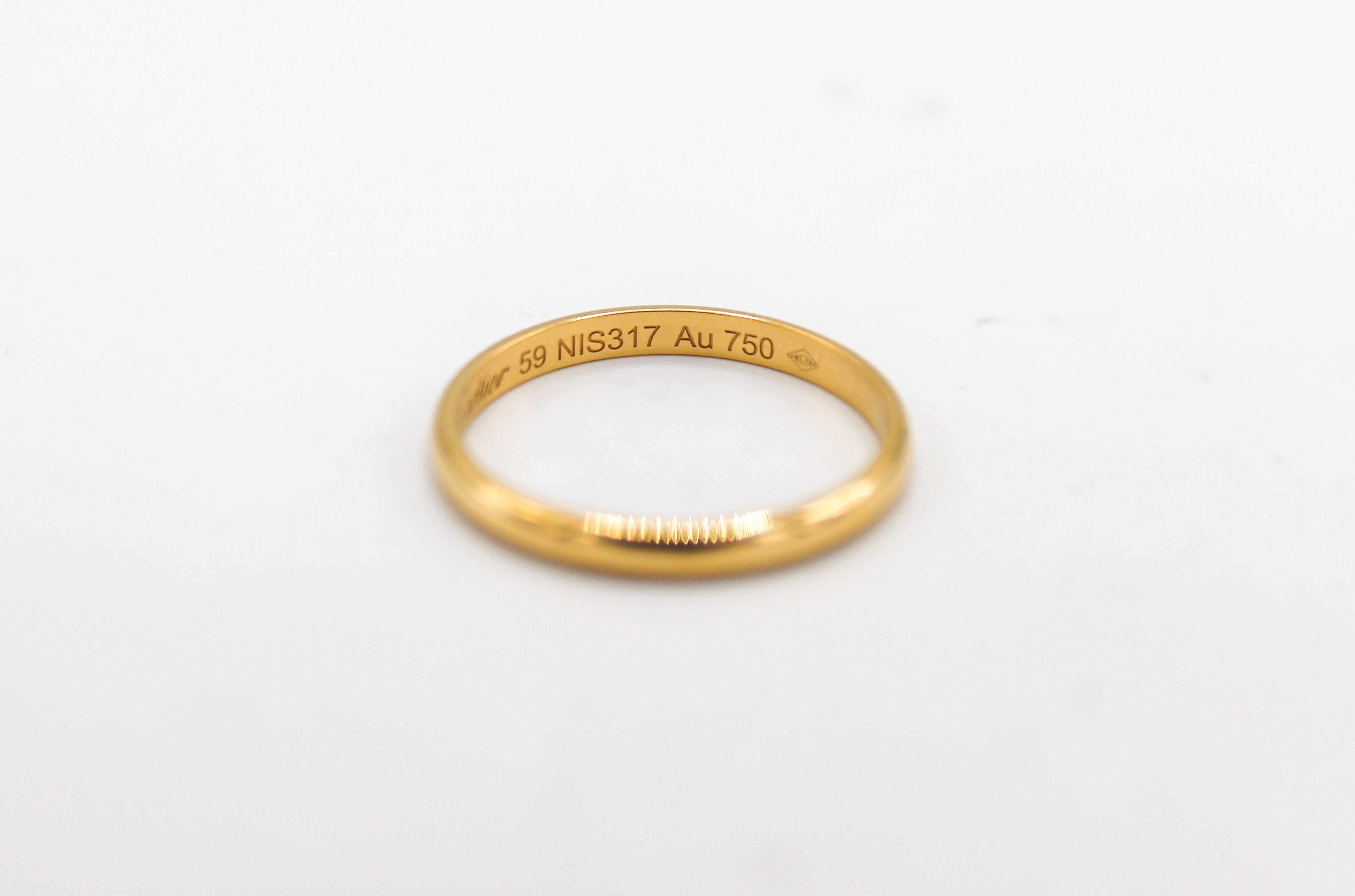 Cartier 1895 18 Karat Yellow Gold Wedding Band Ring In Excellent Condition In  Baltimore, MD