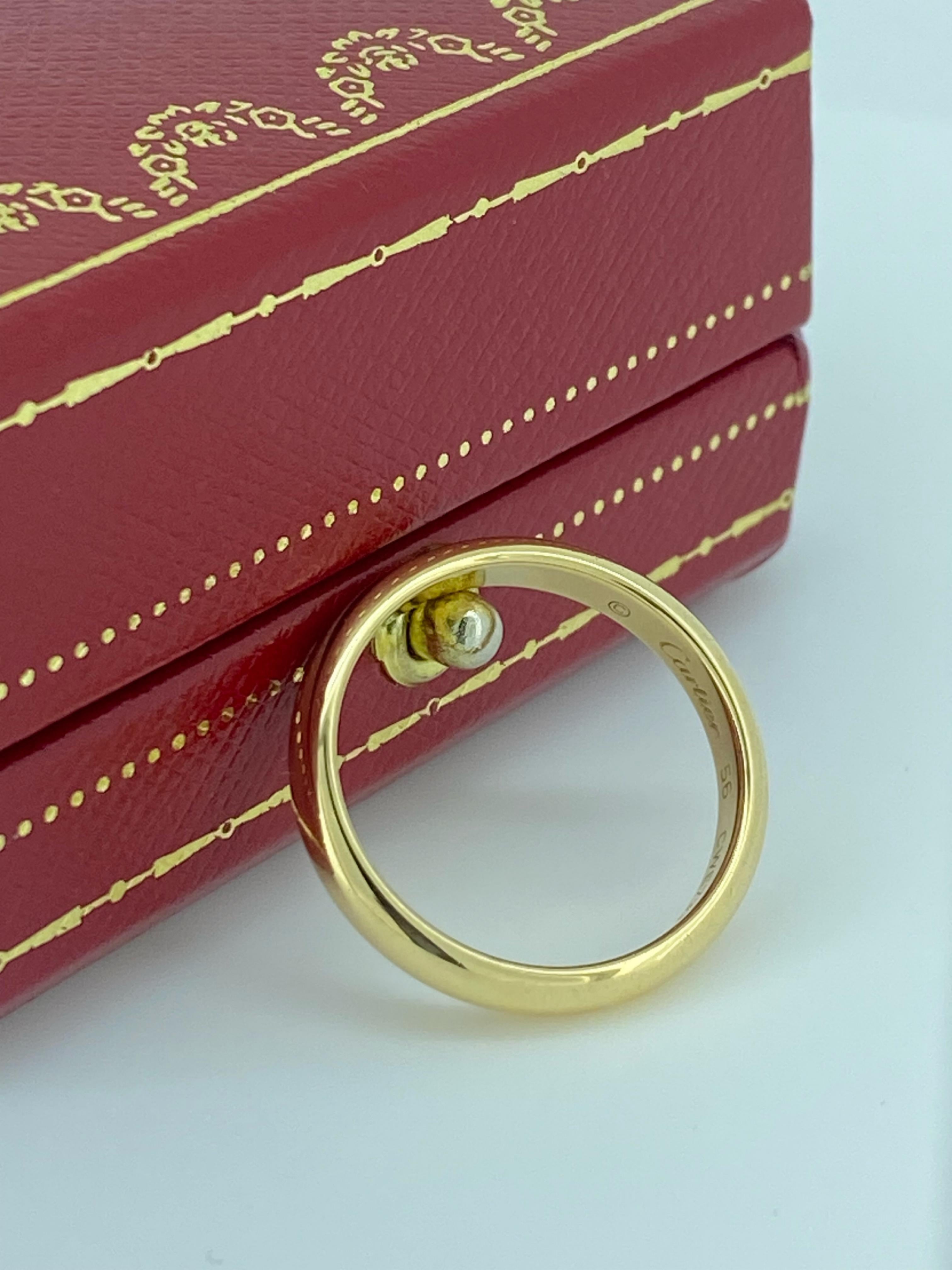 Cartier 1895 18K 750 Yellow Gold Rounded Shank Wedding Band, size: 56 + Box In Excellent Condition In MELBOURNE, AU