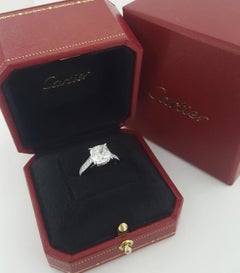 Cartier 1895 4 Ct. Cushion Cut Diamond Solitaire Pave Engagement Ring