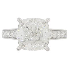 Cartier 1895 4 Ct. Cushion Cut Diamond Solitaire Pave Engagement Ring