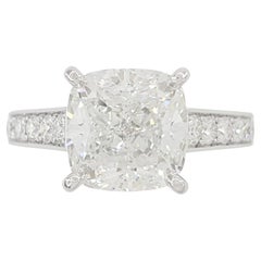 Cartier 1895 4 Ct. Cushion Cut Diamond Solitaire Pave Engagement Ring