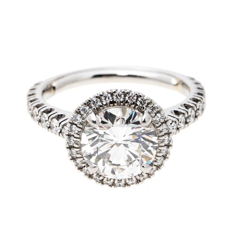 Cartier 1895 Destinee 2.08ct Diamond Solitaire Platinum Engagement Ring Size 51 (Zeitgenössisch)