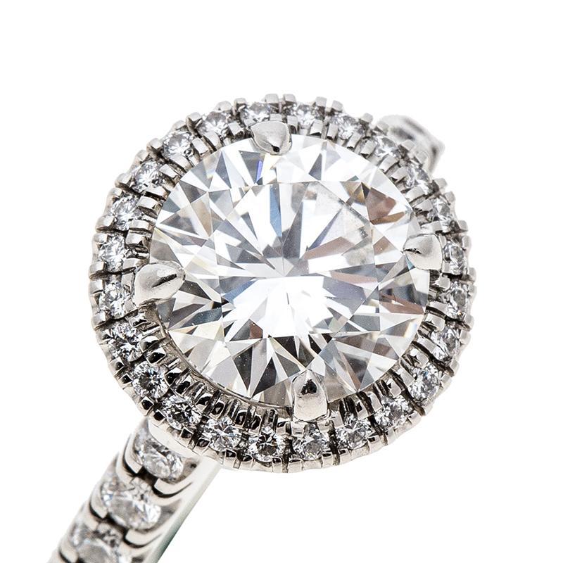 Cartier 1895 Destinee 2.08ct Diamond Solitaire Platinum Engagement Ring Size 51 im Zustand „Gut“ in Dubai, Al Qouz 2