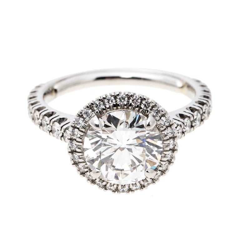 Cartier 1895 Destinee 2.08ct Diamond Solitaire Platinum Halo Engagement ...