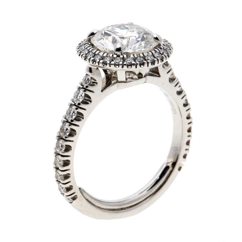 Cartier 1895 Destinee 2.08ct Diamond Solitaire Platinum Halo Engagement Ring Siz