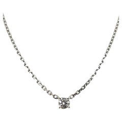 Cartier 1895 Diamond 0.23ct Round Brilliant Cut Pendant and Chain White Gold