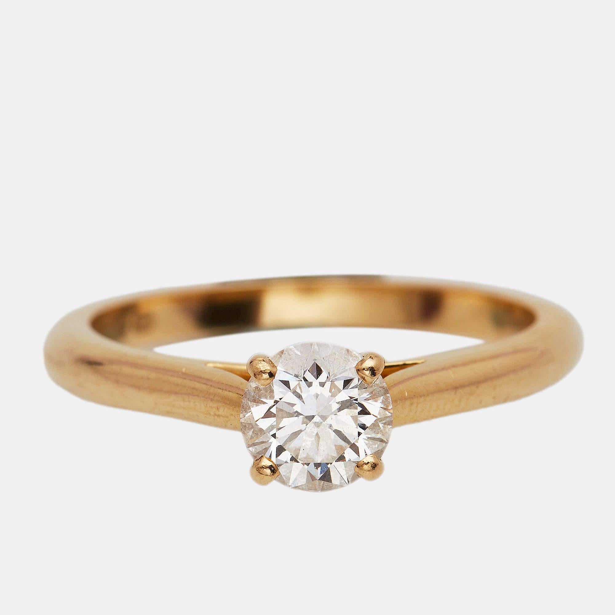 Cartier 1895 Diamond 18k Yellow Gold Solitare Ring Size 51 1