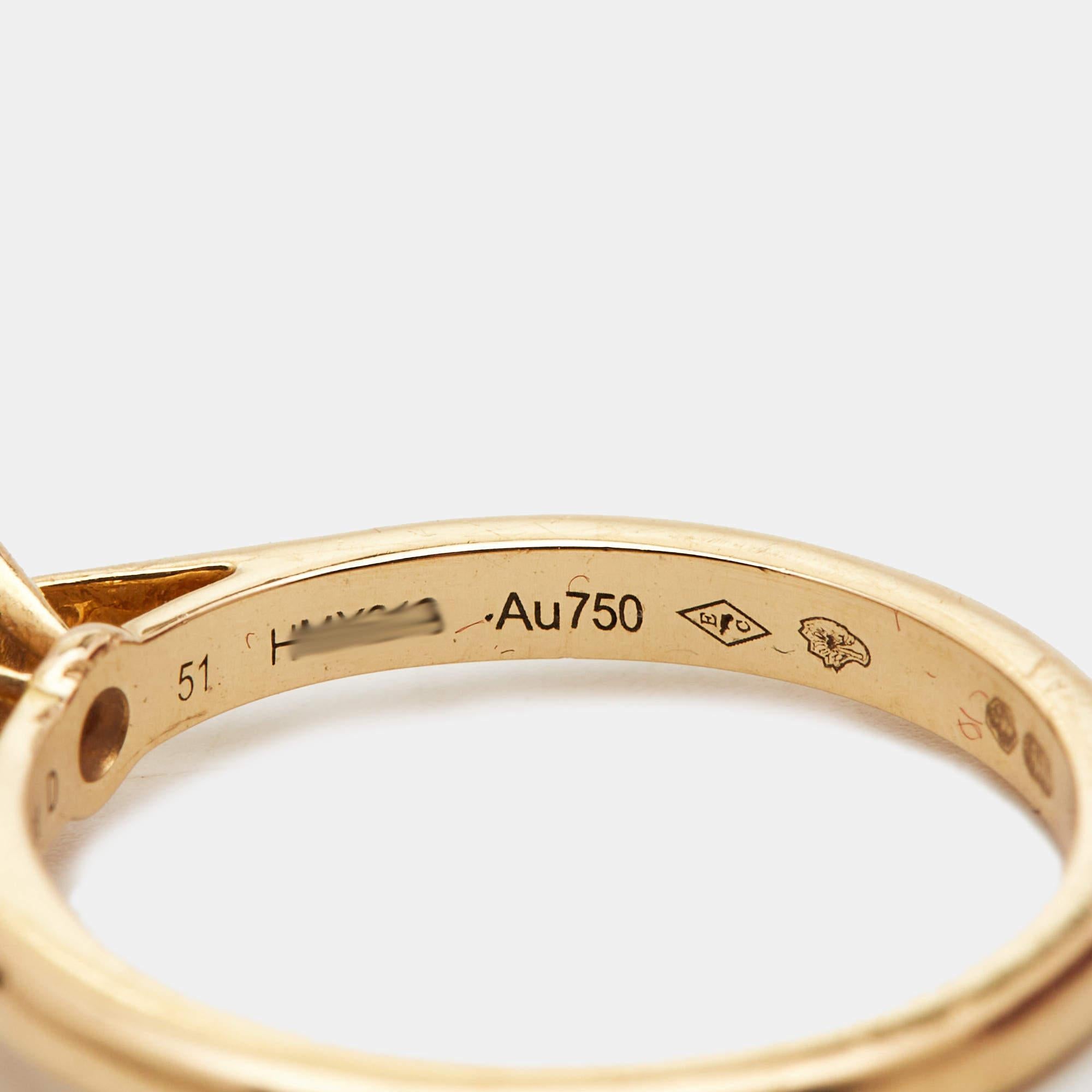 Cartier 1895 Diamond 18k Yellow Gold Solitare Ring Size 51 In Fair Condition For Sale In Dubai, Al Qouz 2