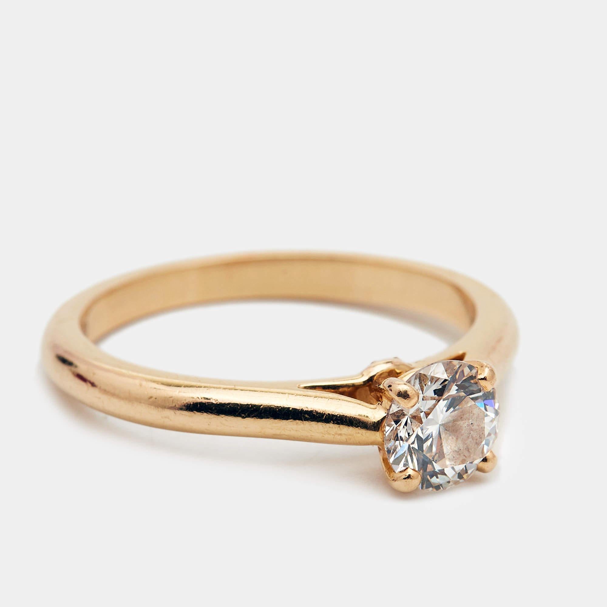 Cartier 1895 Diamond 18k Yellow Gold Solitare Ring Size 51 2