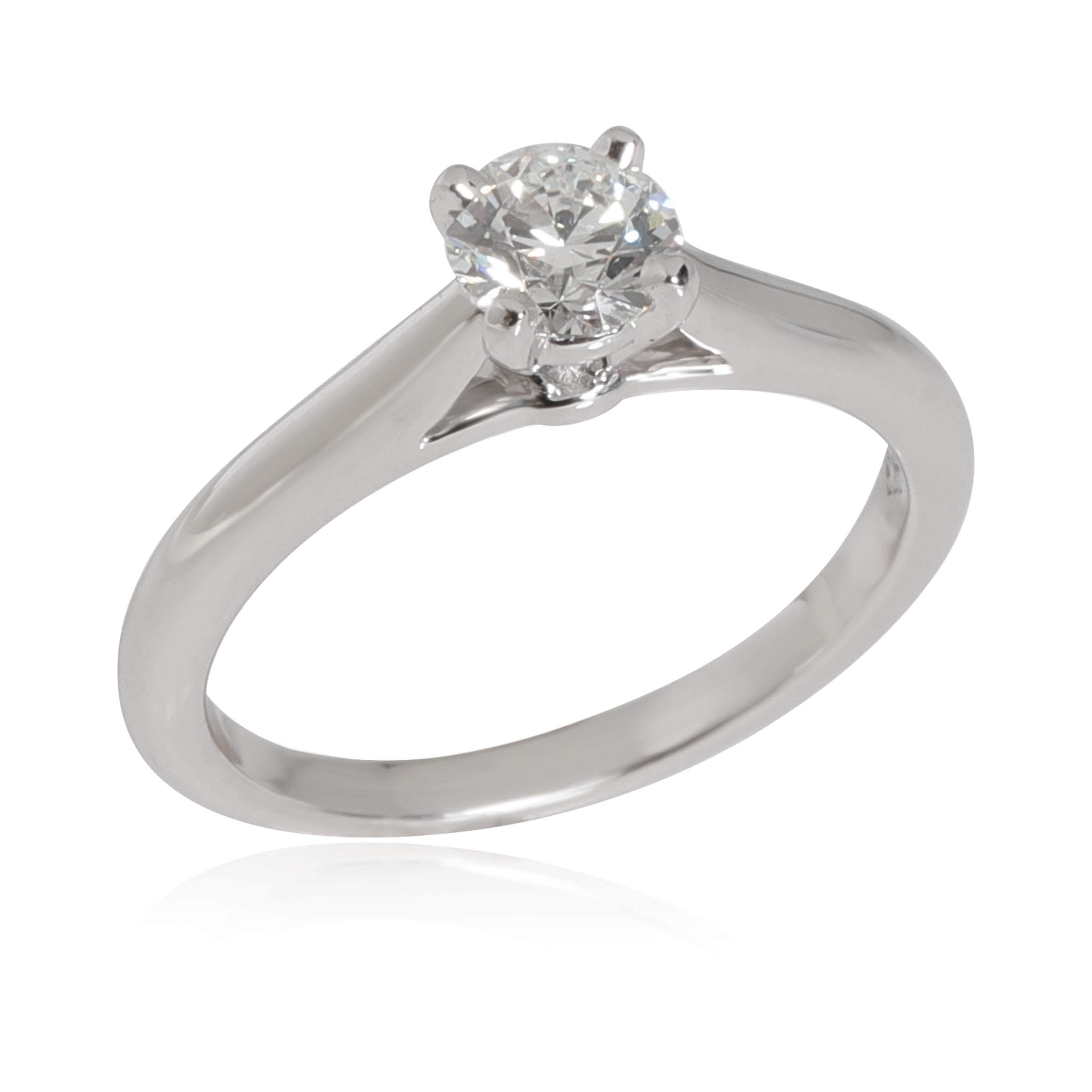 Round Cut Cartier 1895 Diamond Engagement Ring in Platinum F VVS1 0.42 CTW