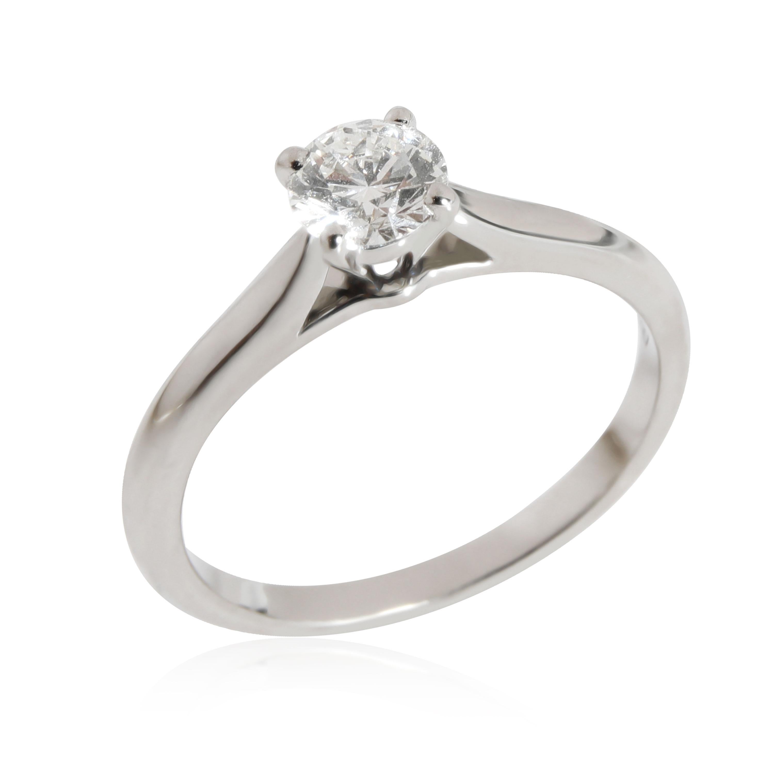 Round Cut Cartier 1895 Diamond Engagement Ring in Platinum G VS1 0.35 CTW