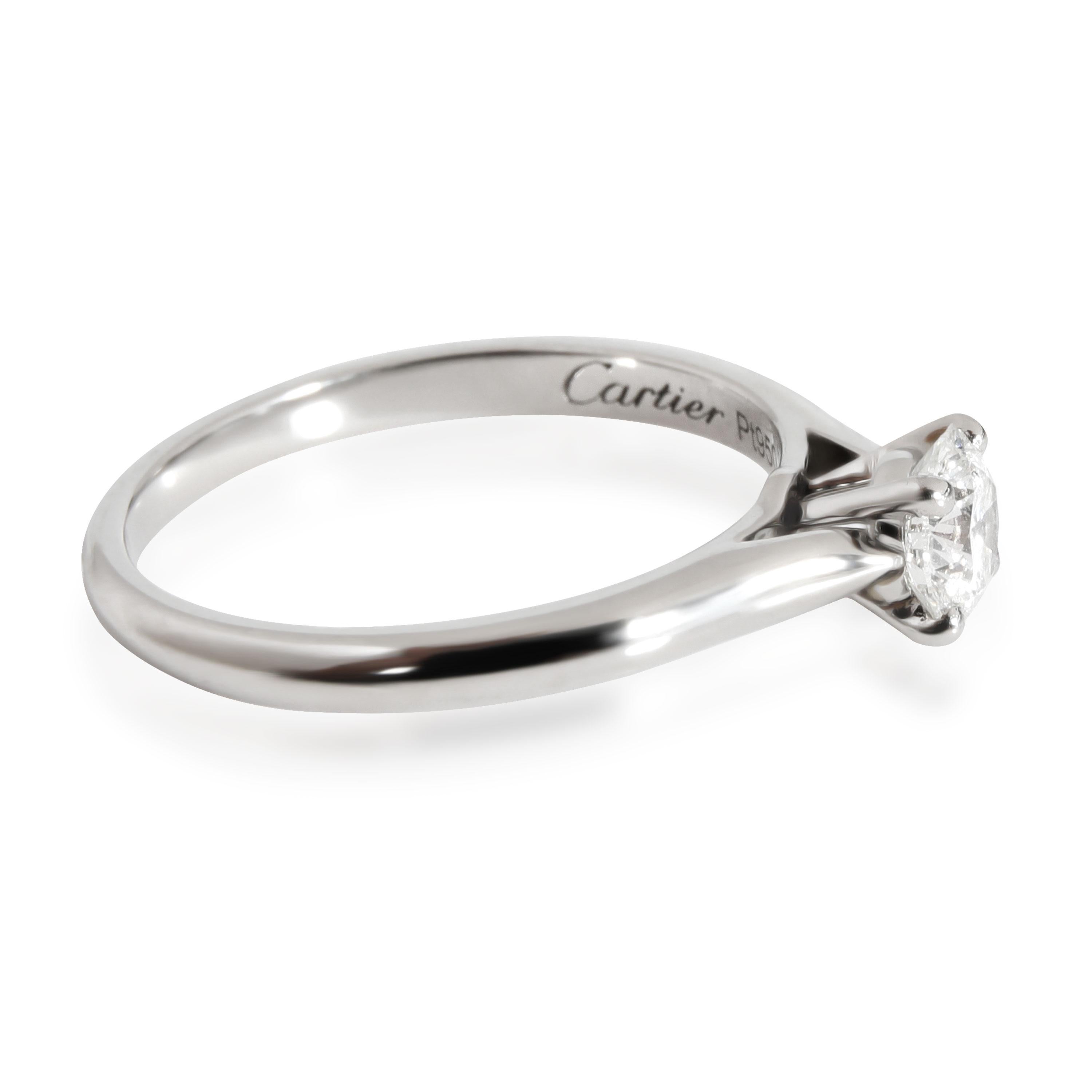 Cartier 1895 Diamond Engagement Ring in Platinum G VS1 0.35 CTW In Excellent Condition For Sale In New York, NY