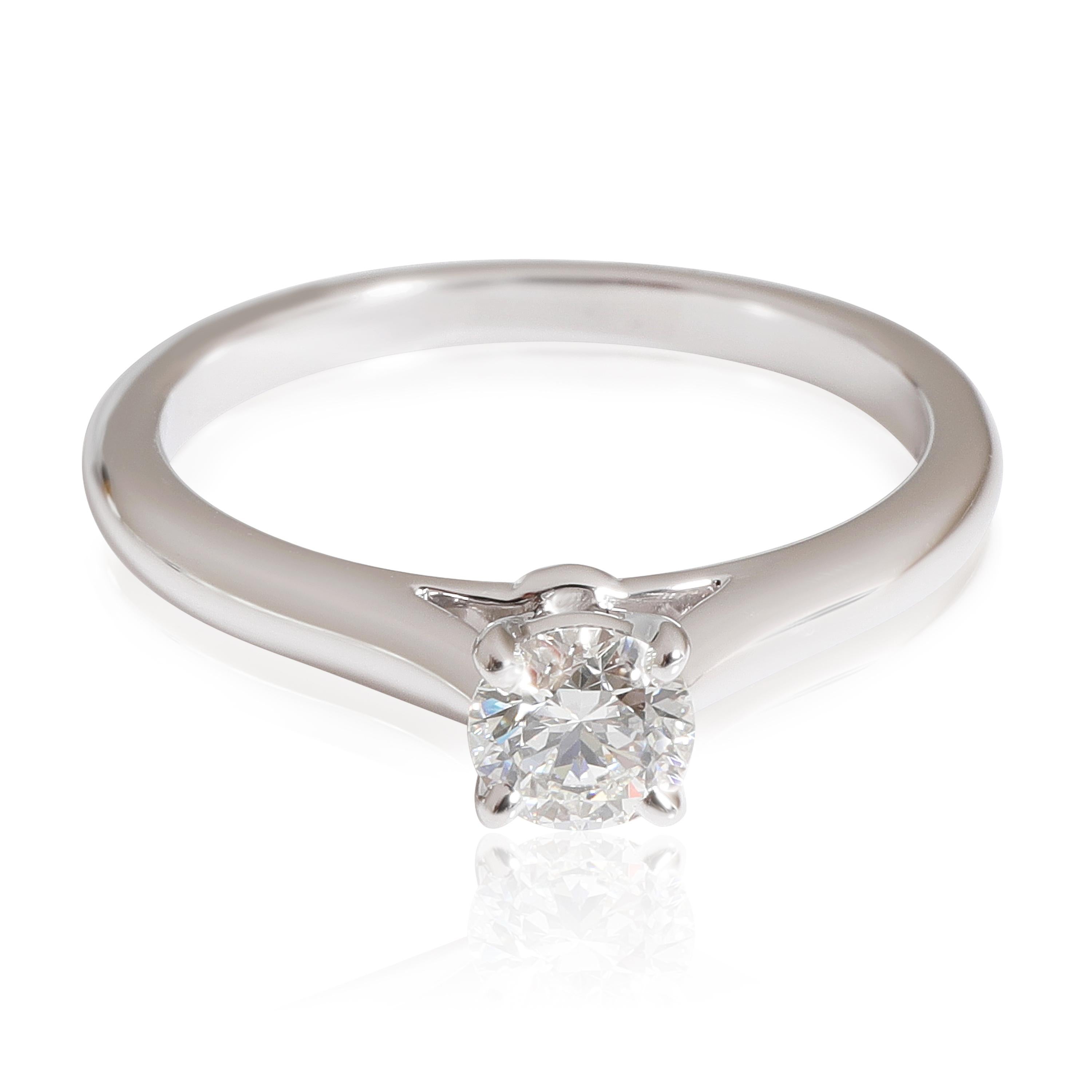Round Cut Cartier 1895 Diamond Engagement Ring in Platinum G VS1 0.35 CTW