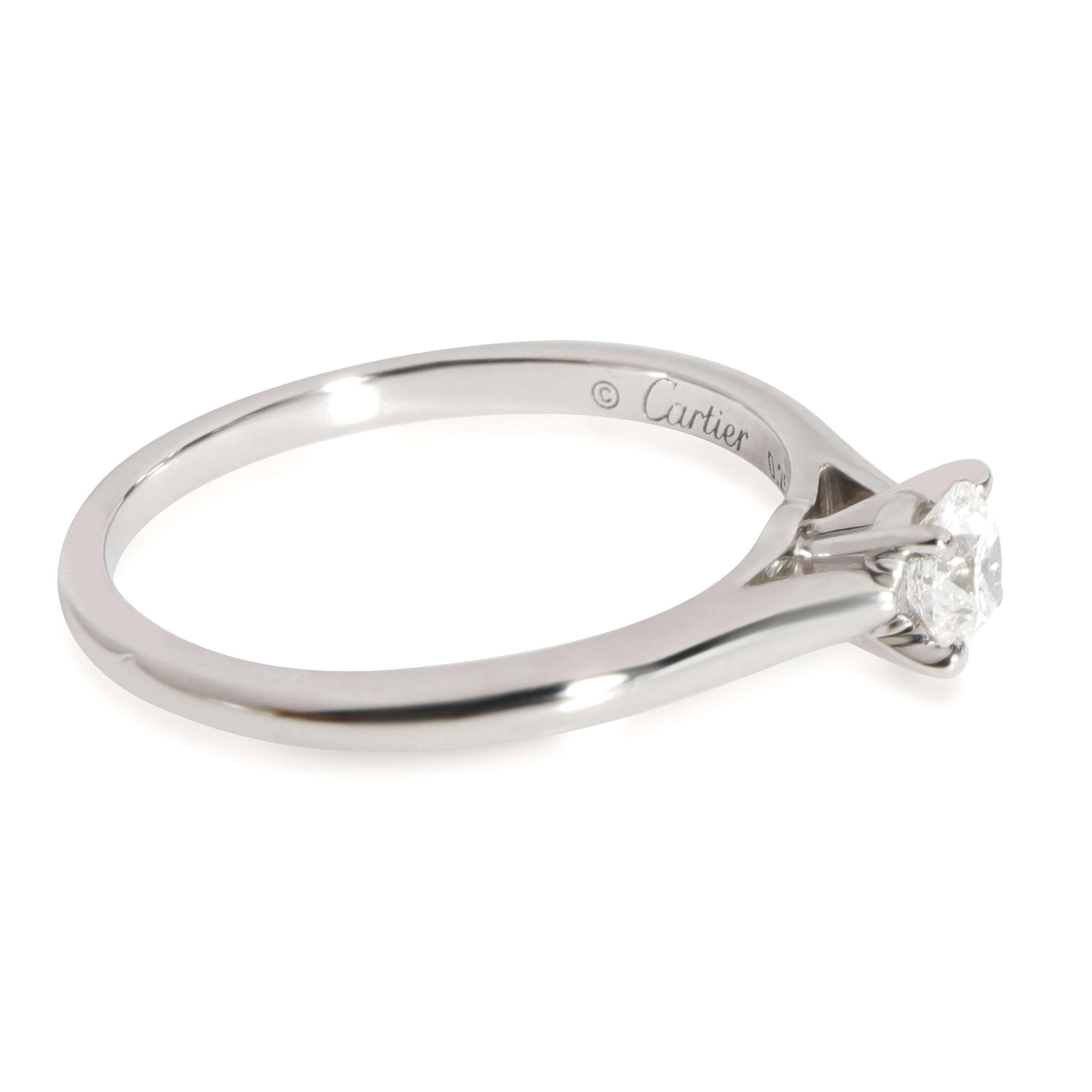 Cartier 1895 Diamond Solitaire Engagement Ring in Platinum E IF 0.25 CTW In Excellent Condition In New York, NY