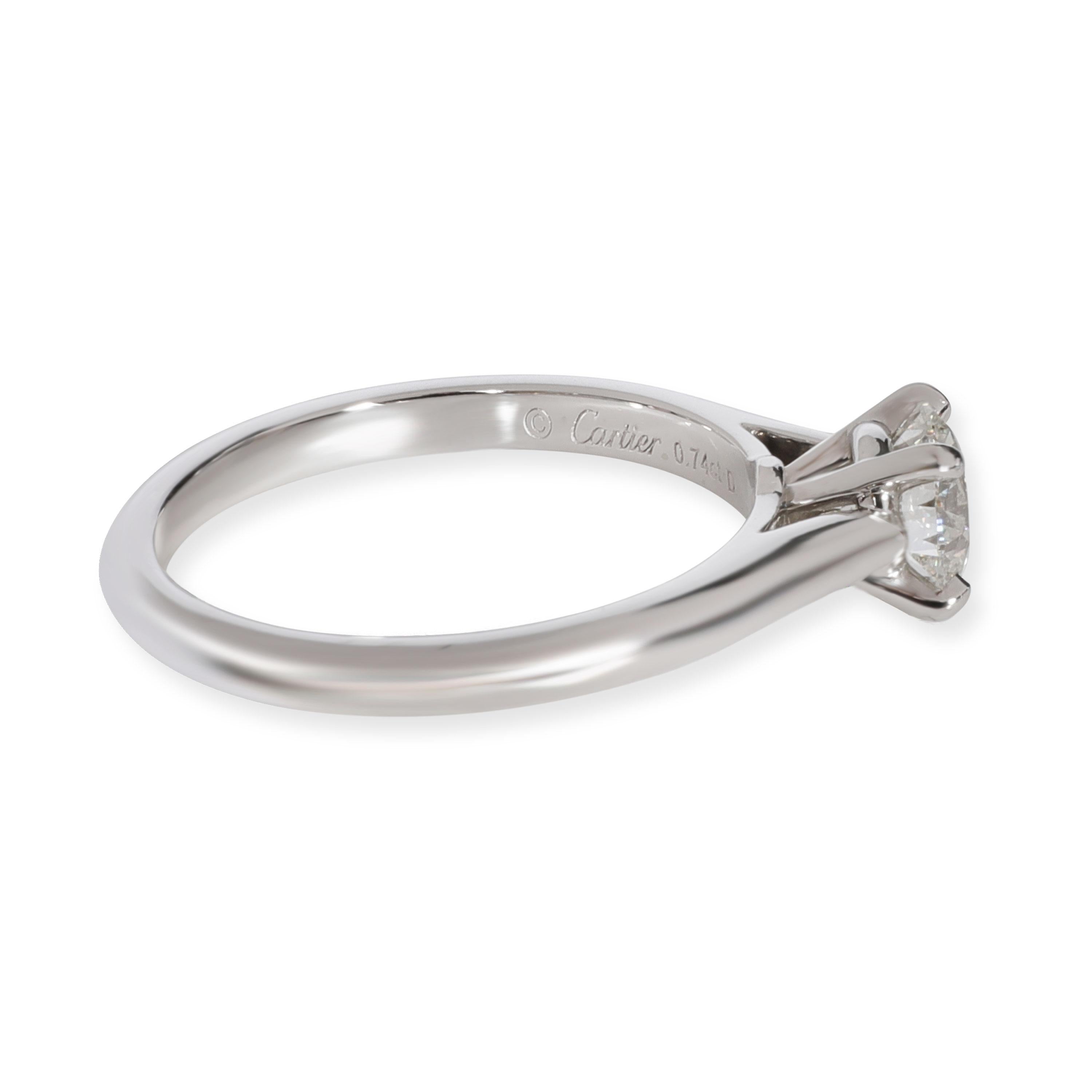 Cartier 1895 Diamond Solitaire Engagement Ring in Platinum H VVS2 0.74 Carat In Excellent Condition In New York, NY