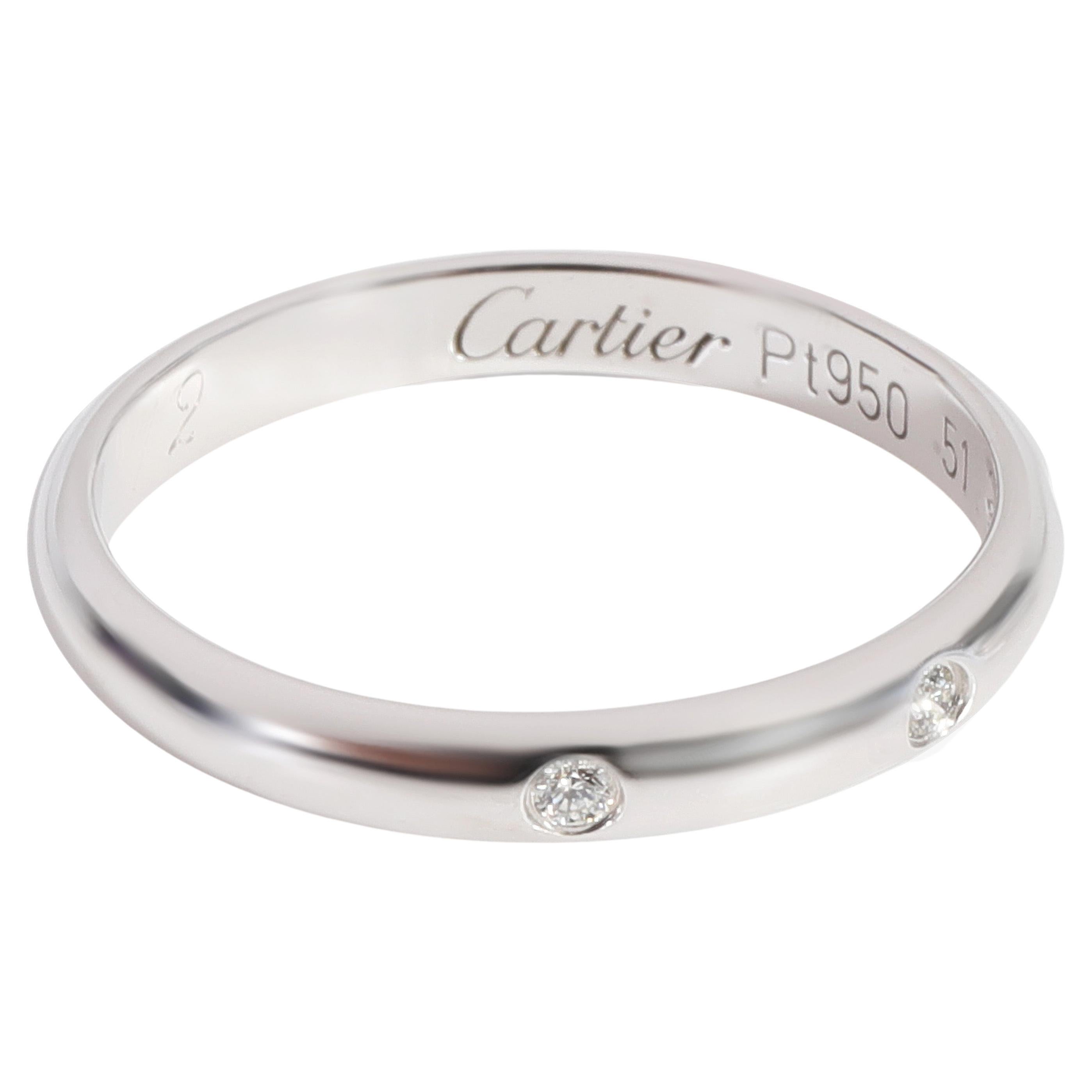 Cartier 1895 Platinum 3 Diamond Wedding Band Ring at 1stDibs Cartier 1895 Platinum 3 Diamond Wedding Band Ring at 1stDibs