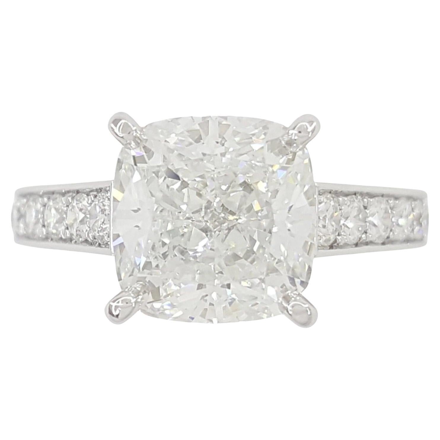 Cartier 1895 GIA Certified 4.03 Carat Cushion Diamond Platinum Engagement Ring