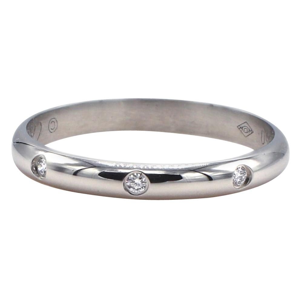 Cartier 1895 Platinum 3 Diamond Wedding Band Ring