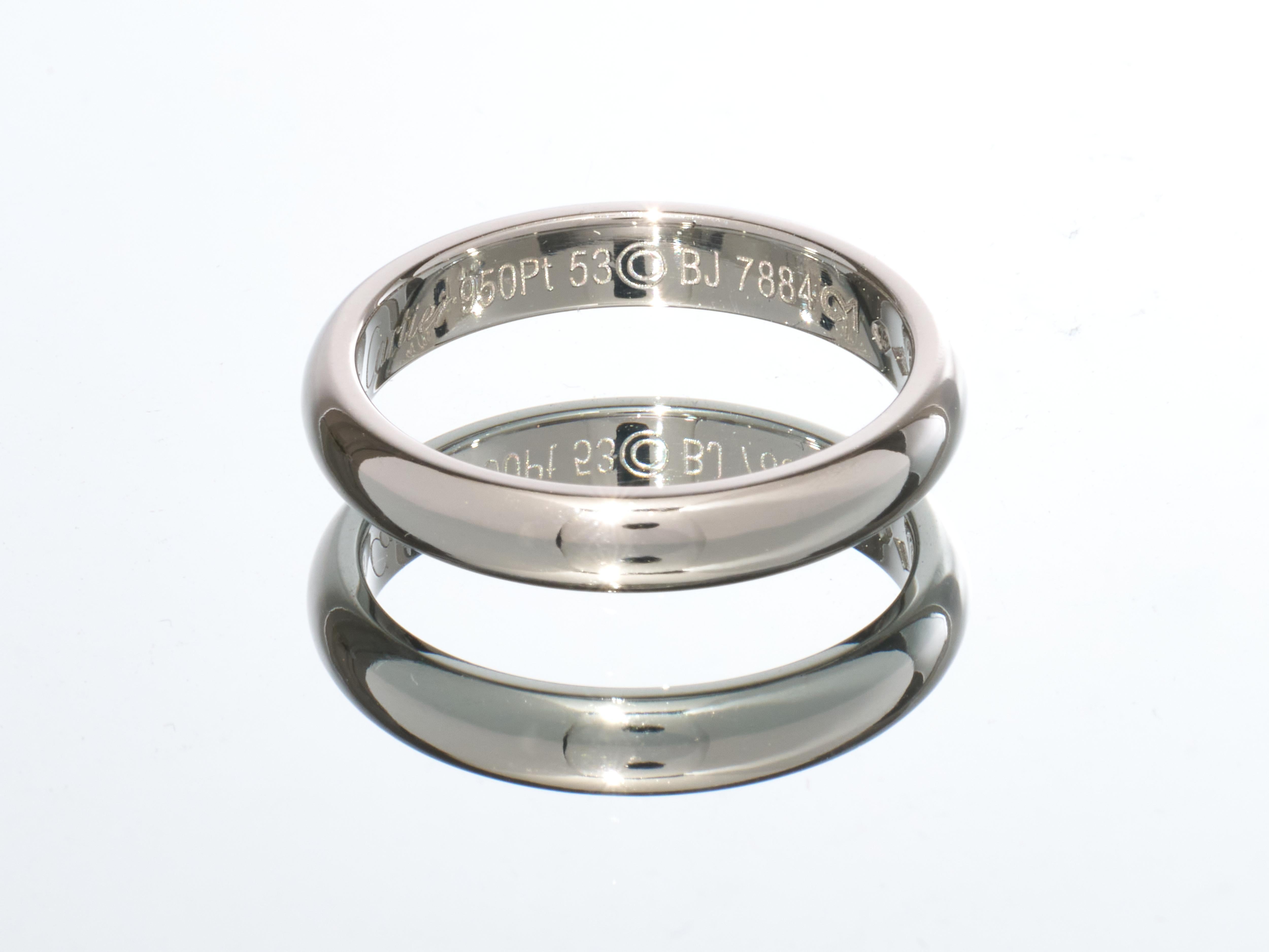 Cartier 1895 Alianza de Platino 3,5 mm Diamantes Tamaño 53 Caja Papeles en Excelente estado para la venta en London, GB