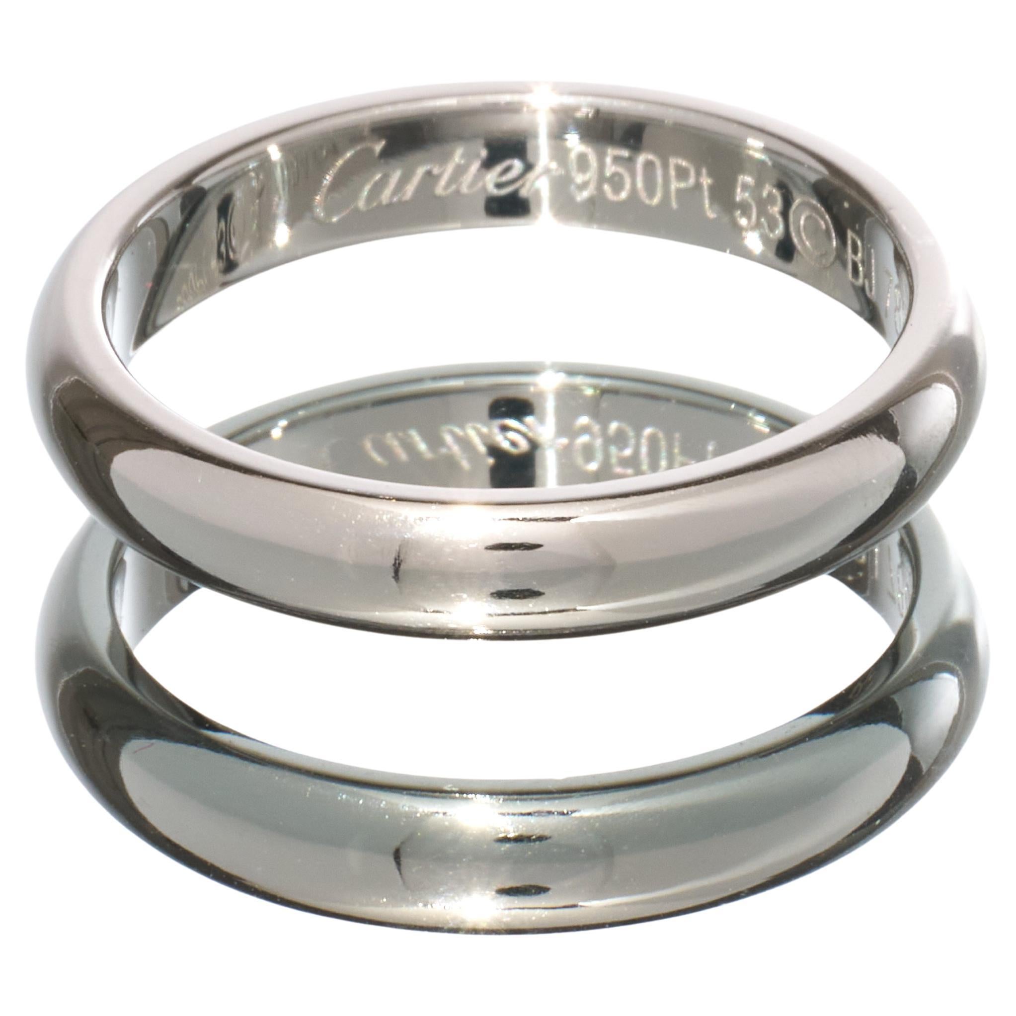 Cartier 1895 Alianza de Platino 3,5 mm Diamantes Tamaño 53 Caja Papeles en venta