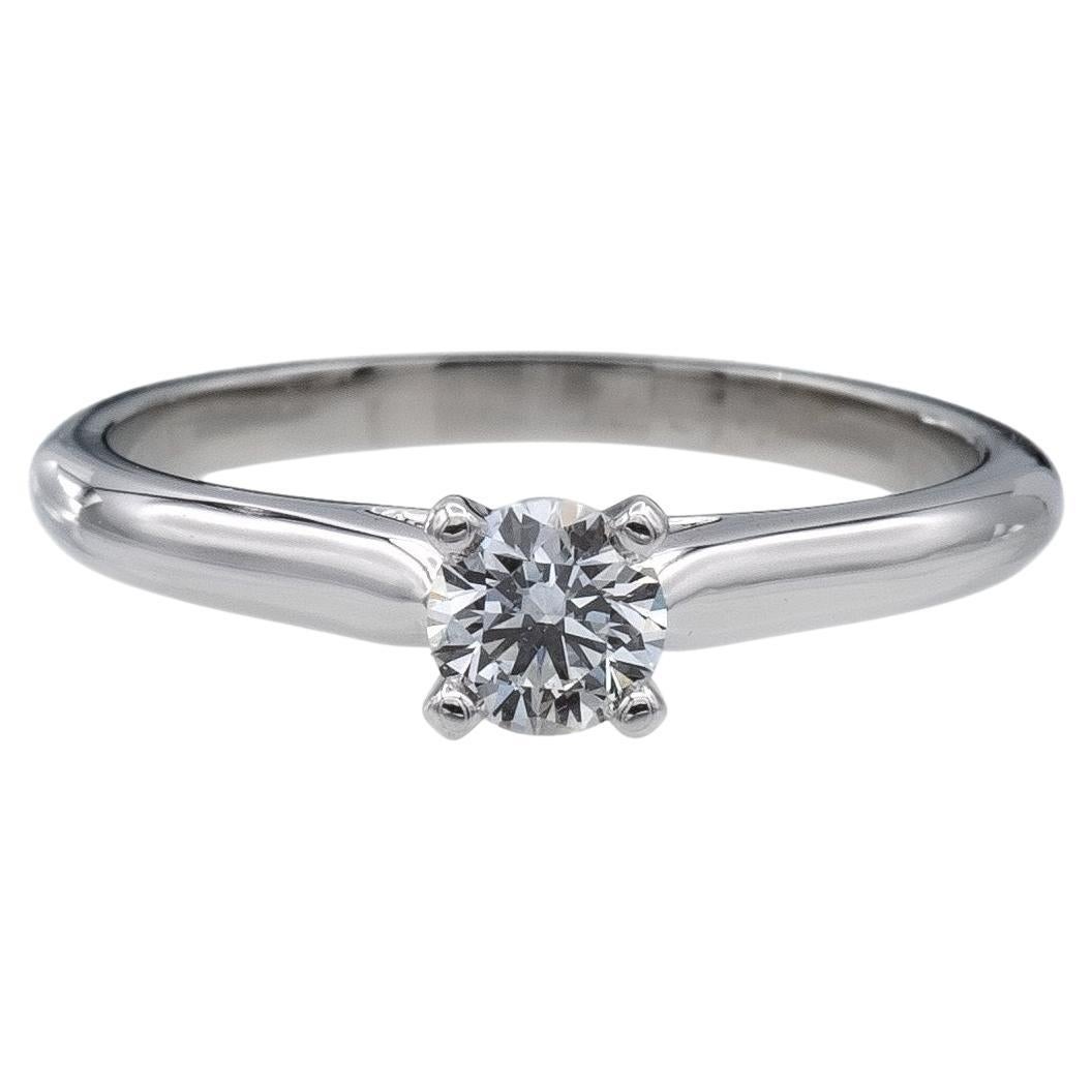 Cartier 1895 Platinum Diamond Engagement Ring with Round .25ct FVS1