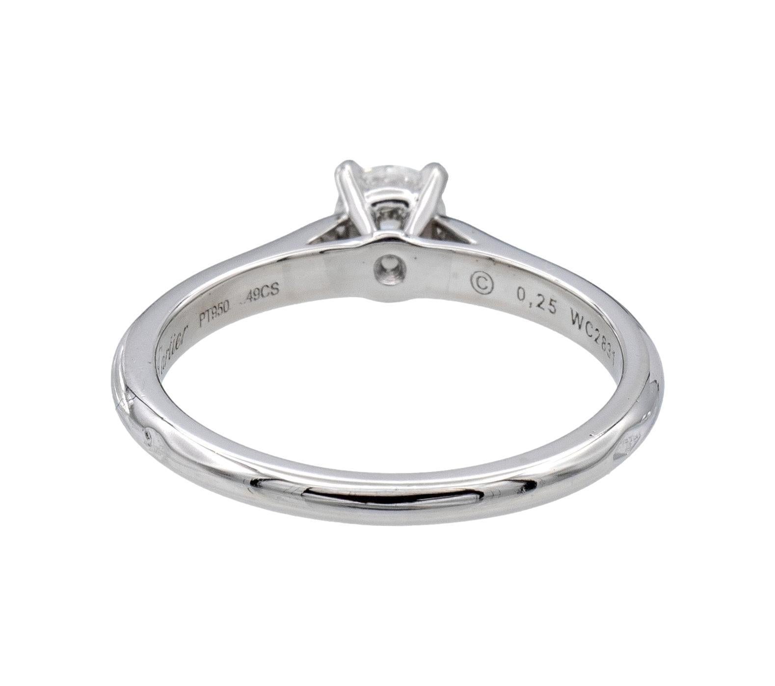 Cartier 1895 Platin-Diamant-Verlobungsring mit rundem .25 Karat FVS1 (Zeitgenössisch) im Angebot