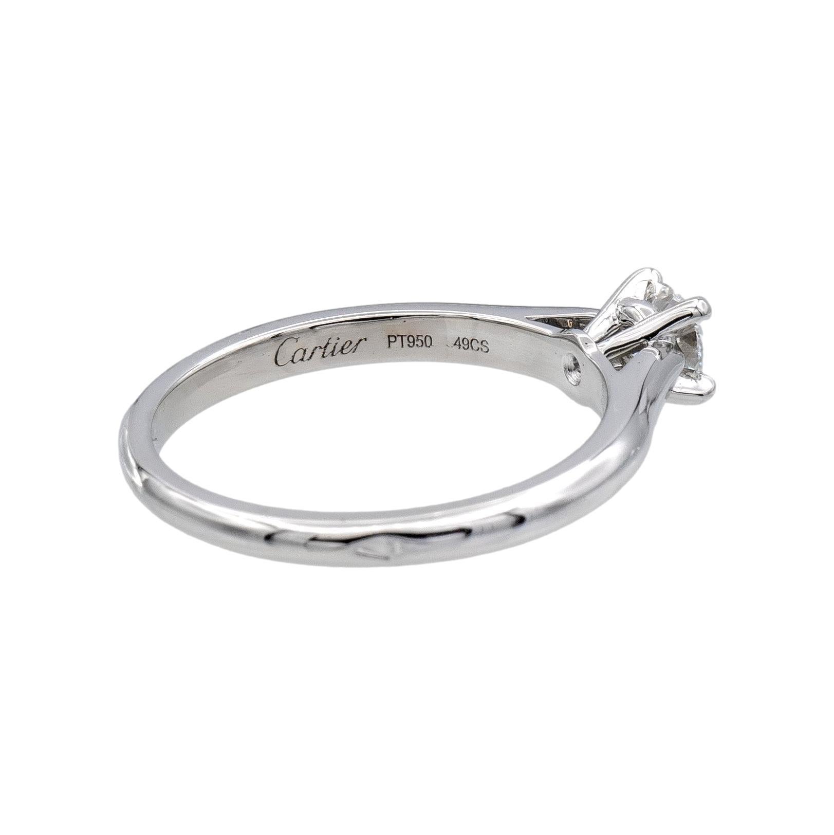 Cartier 1895 Platin-Diamant-Verlobungsring mit rundem .25 Karat FVS1 (Rundschliff) im Angebot