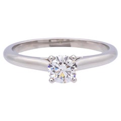 Cartier 1895 Platinum Diamond Engagement Ring with Round .36 Ct FVVS2