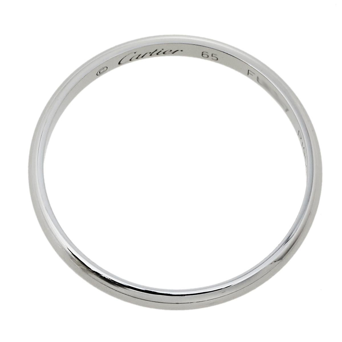 Contemporary Cartier 1895 Platinum Wedding Band Ring Size 65