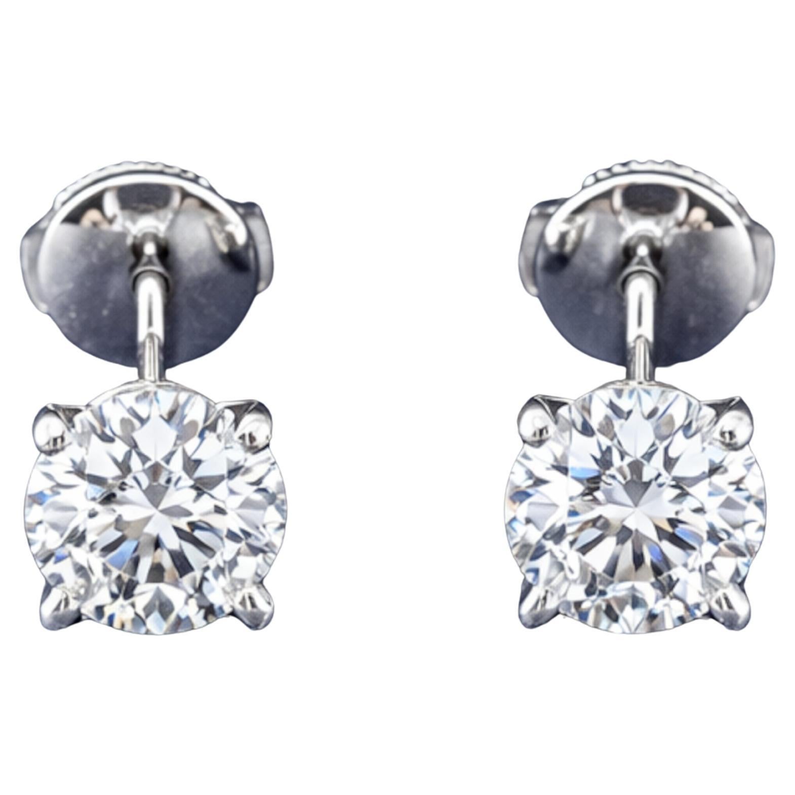 Cartier 1895 Round 2 Carat Brilliant Diamond Stud Earrings