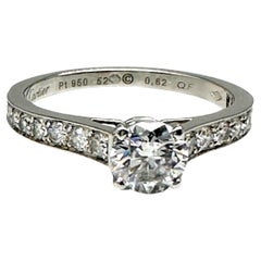 Anello di fidanzamento Cartier 1895 con diamante rotondo da 0,88 tcw in platino GIA COA Box
