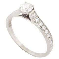 Cartier 1895 Solitaire 0.32ct and 18 Pave Diamonds Ring Pt 51