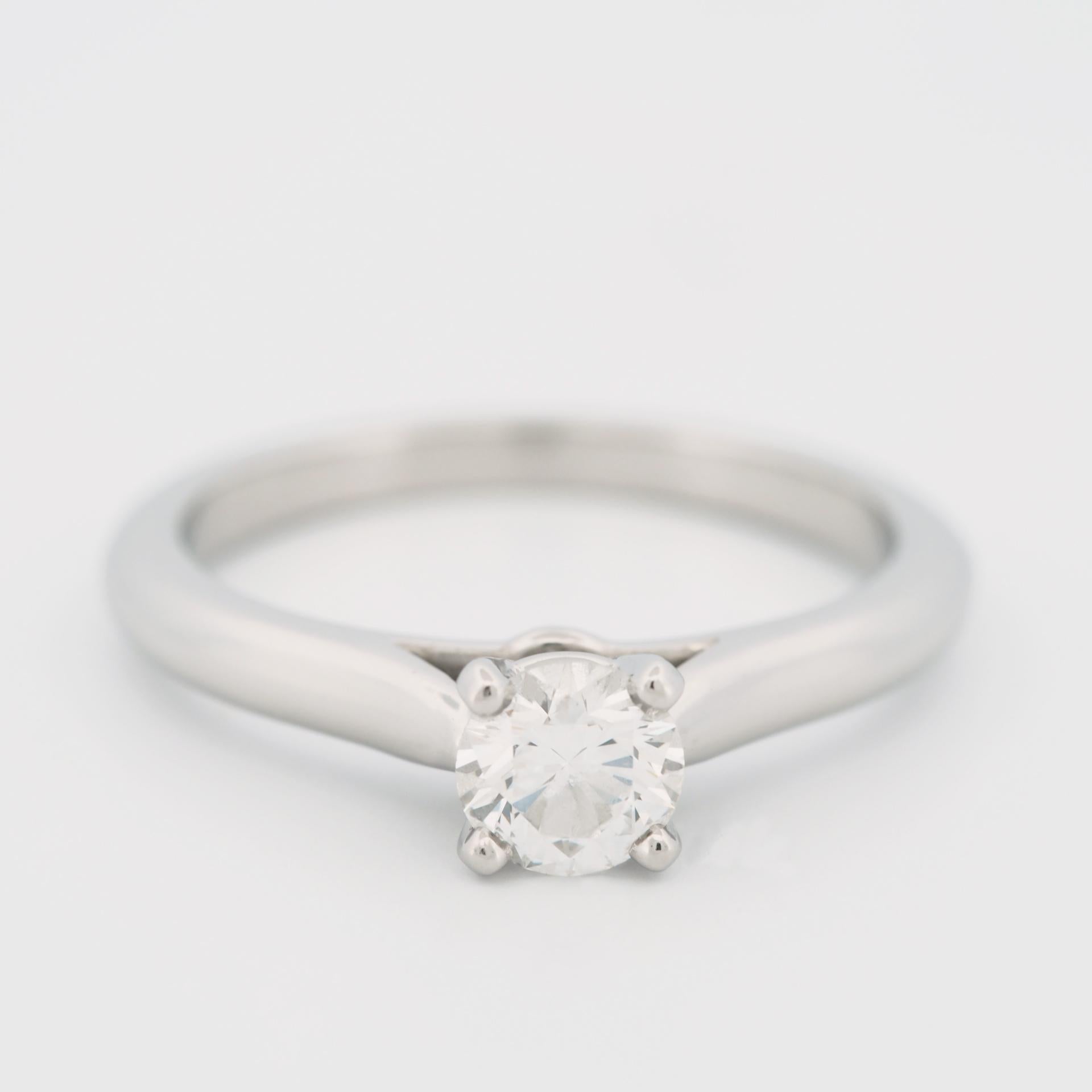 Cartier 1895 Solitaire 0.45 Carat Solitaire Diamond Ring Pt 51 US 5.5 In Good Condition In Kobe, Hyogo
