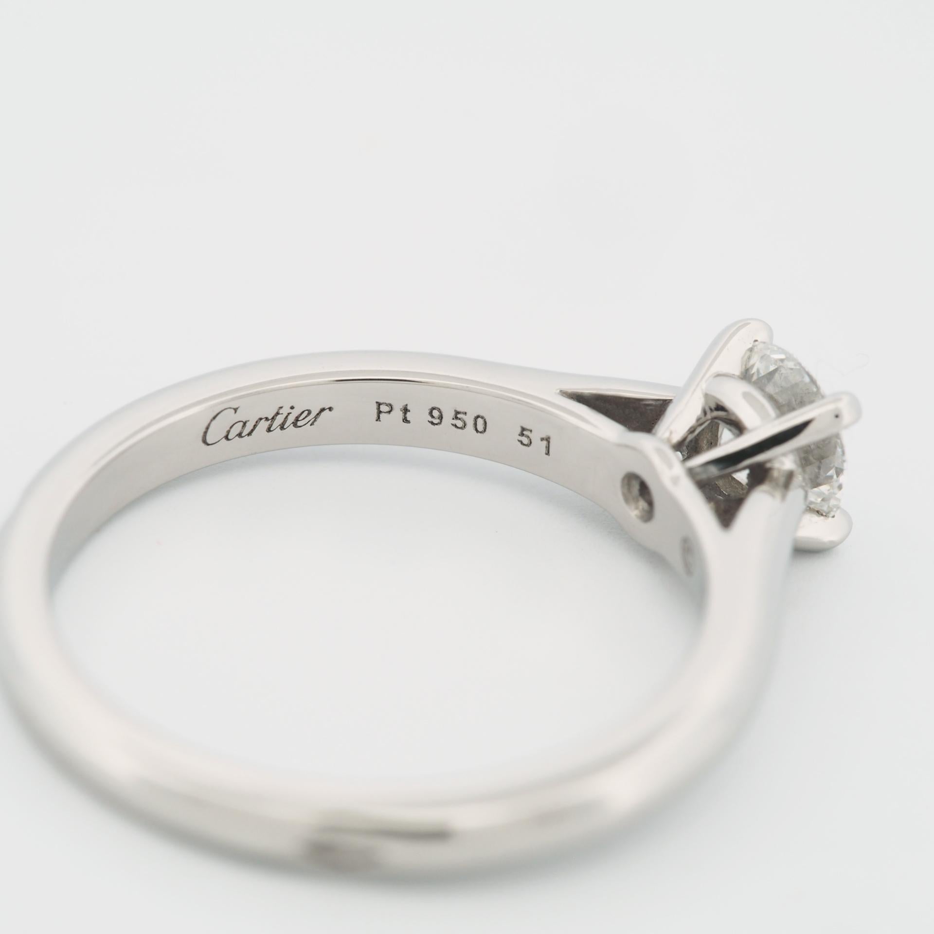 Cartier 1895 Solitaire 0.45 Carat Solitaire Diamond Ring Pt 51 US 5.5 1
