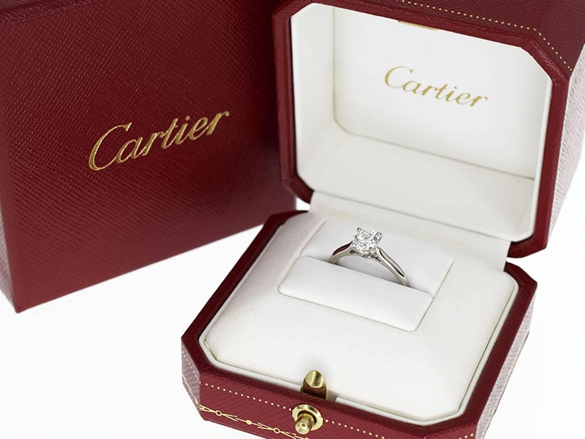 Cartier 1895 Solitaire 0.71 Carat Diamond Platinum Ring US 4.5 For Sale 2