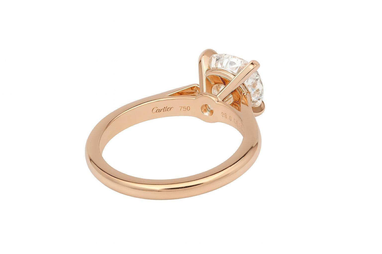 Taille ronde Bague de fiançailles Cartier 1895 Solitaire en or jaune 18 carats 1,92 carat de diamant rond en vente