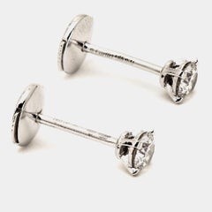 Cartier 1895 Solitaire Diamond 18k White Gold Stud Earrings