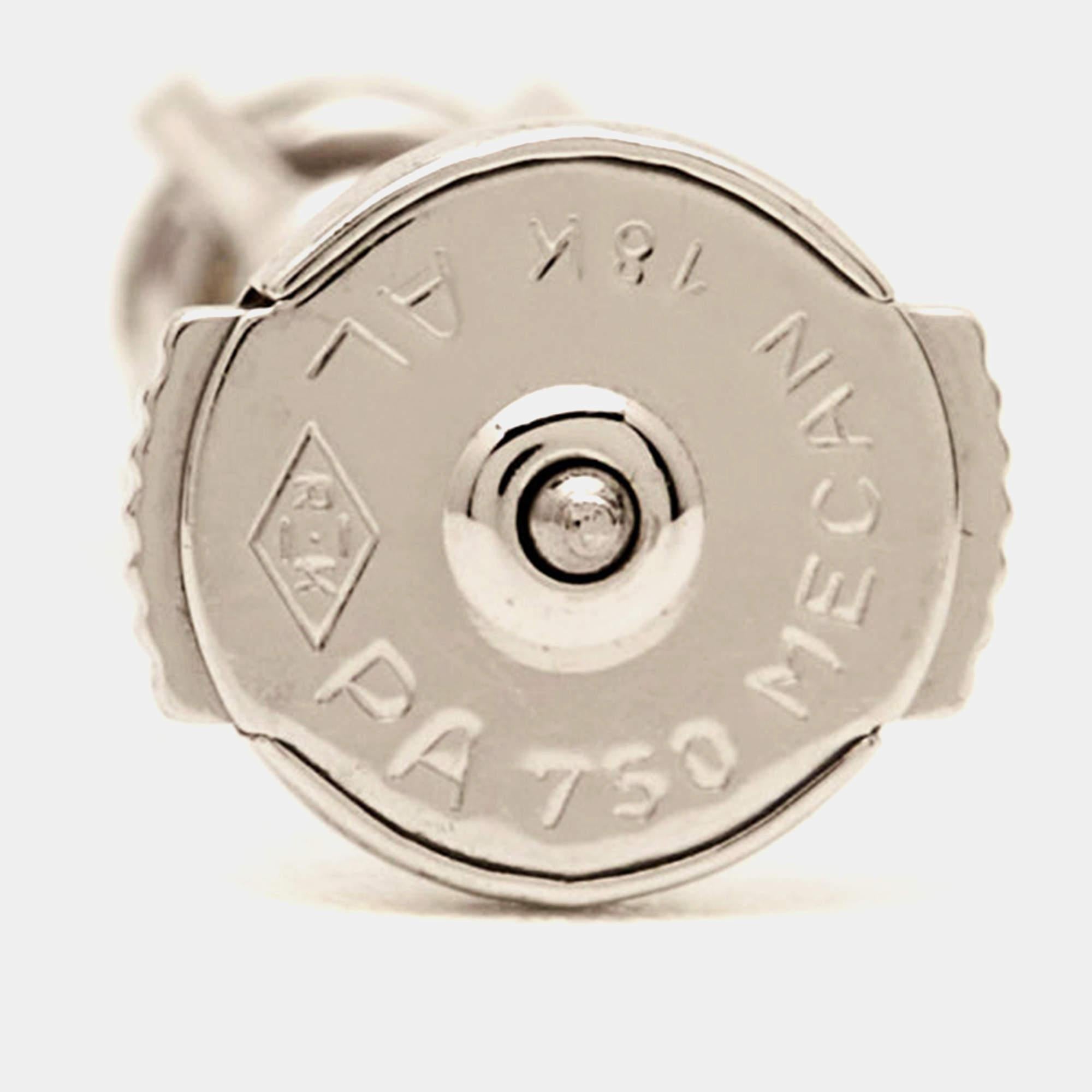 Contemporary Cartier 1895 Solitaire Diamond 18k White Gold Stud Earrings For Sale