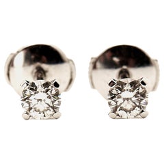 Cartier 1895 Solitaire Diamond 18k White Gold Stud Earrings