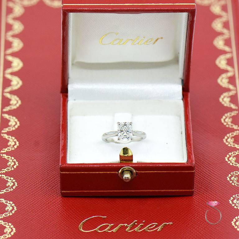 Cartier 1895 Solitaire Diamond Engagement Ring, 1.34 ct. G, VS1 Radiant Cut, GIA 2