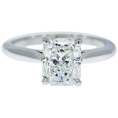 Cartier 1895 Solitaire Diamond Engagement Ring, 1.34 ct. G, VS1 Radiant Cut, GIA