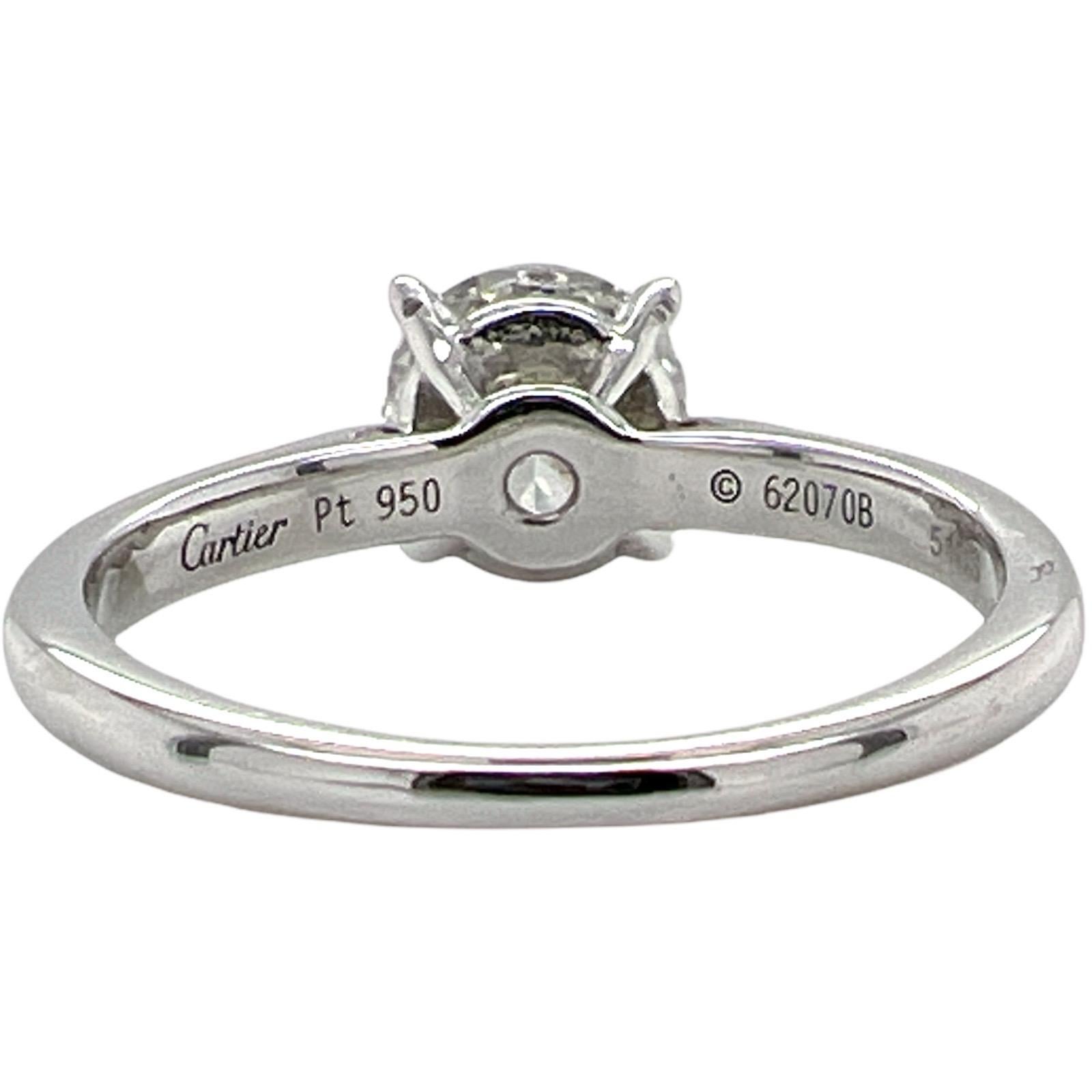 Round Cut Cartier 1895 Solitaire Diamond Platinum Engagement Ring 1.24 Ct GIA Certified