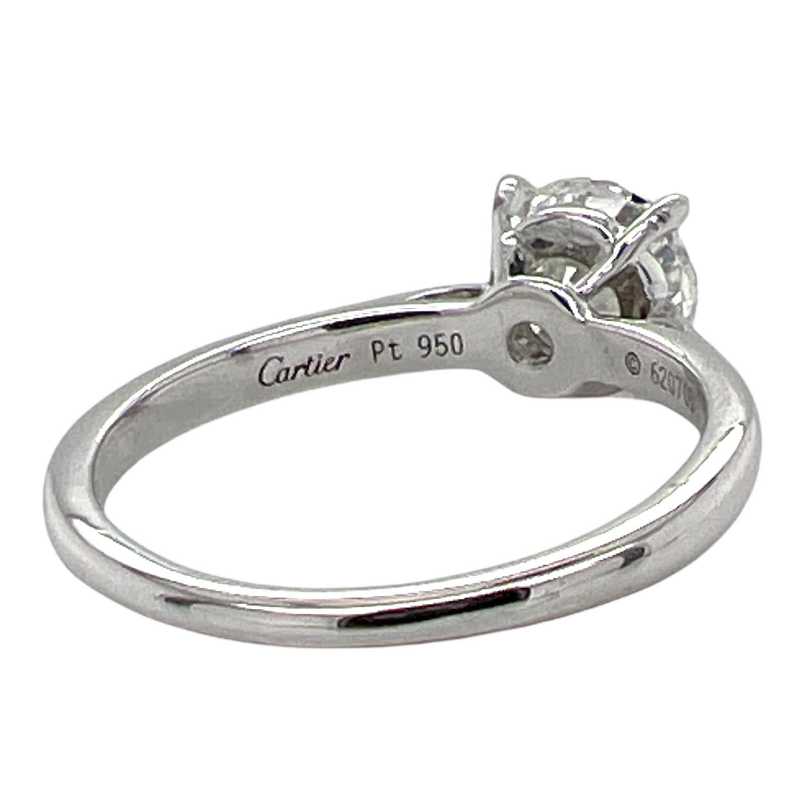 Cartier 1895 Solitaire Diamond Platinum Engagement Ring 1.24 Ct GIA Certified In Excellent Condition In Boca Raton, FL