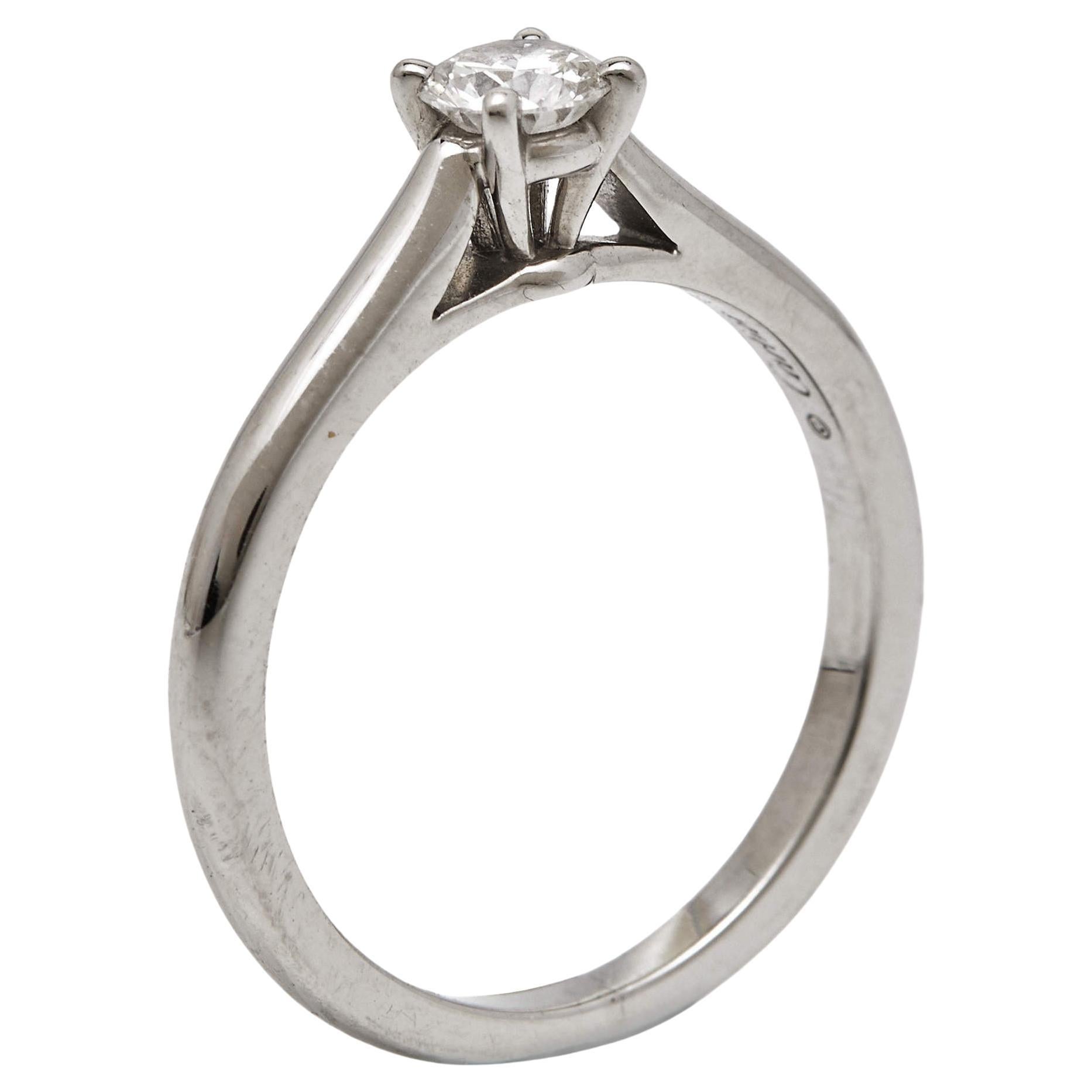 Cartier 1895 Solitaire Diamond Platinum Ring  For Sale