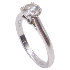 Cartier 1895 Solitaire Diamond Ring in Silver Platinum