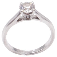 Cartier 1895 Solitaire Diamond Ring in Silver Platinum