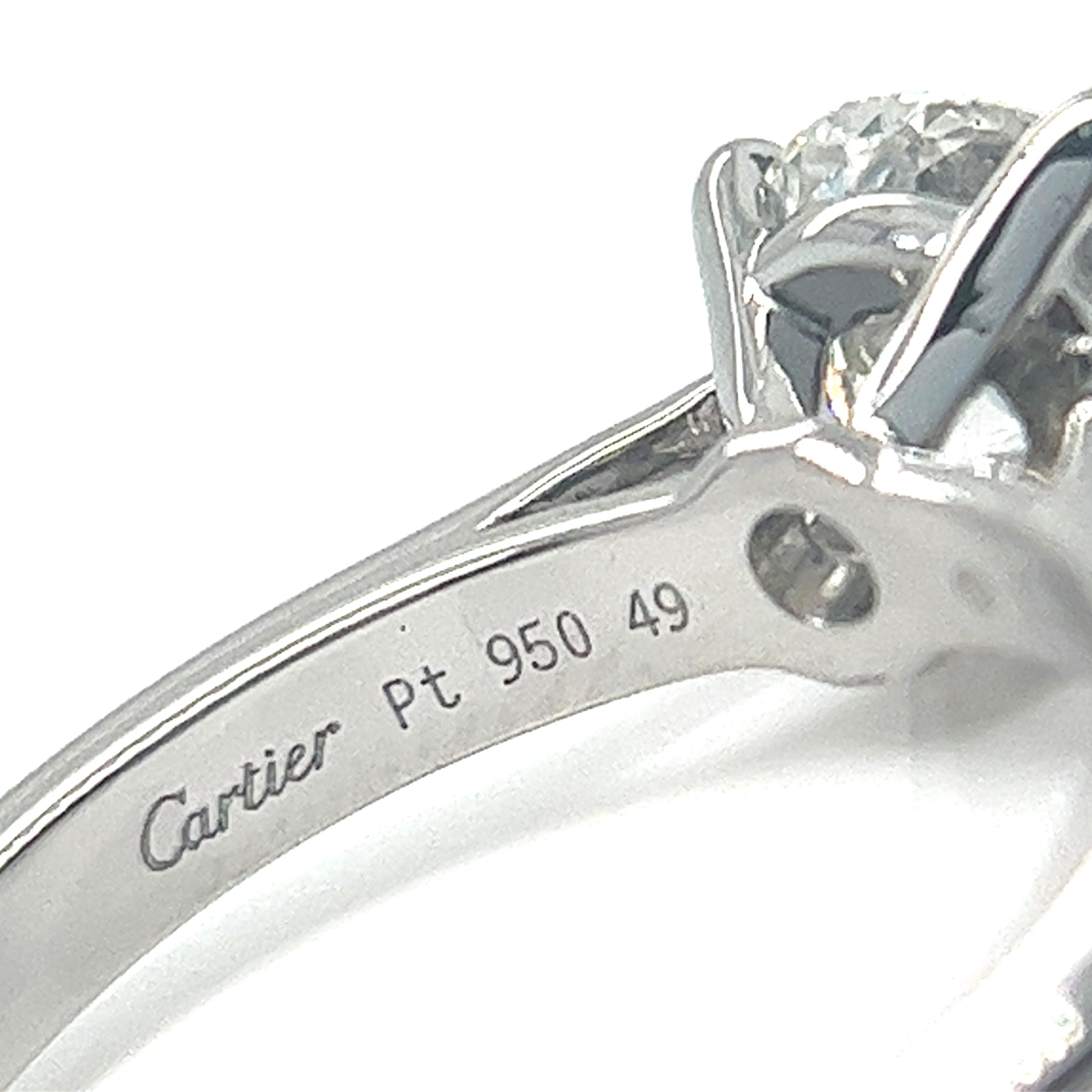 Round Cut Cartier 1895 Solitaire Engagement 1.09 ct GIA F VVS1 Round Diamond in Platinum For Sale