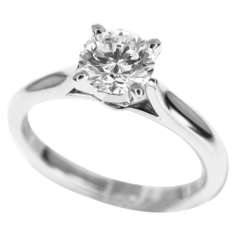 Cartier 1895 Solitaire Platinum Diamond Ring For Sale at 1stDibs