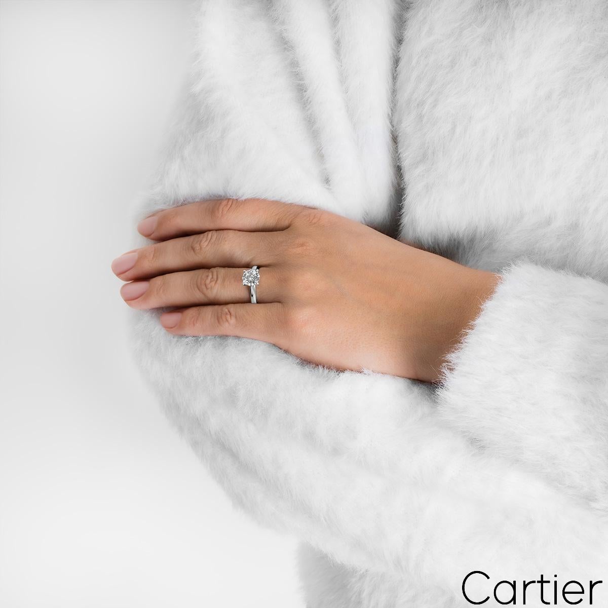 Cartier 1895 Solitaire Round Brilliant Cut Ring 1.54 Carat GIA Certified In Excellent Condition For Sale In London, GB