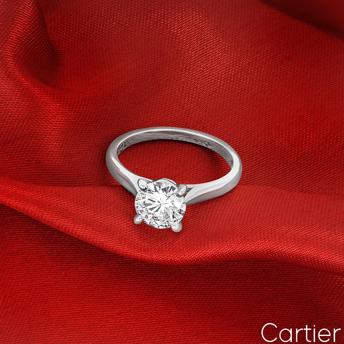 Women's Cartier 1895 Solitaire Round Brilliant Cut Ring 1.54 Carat GIA Certified For Sale
